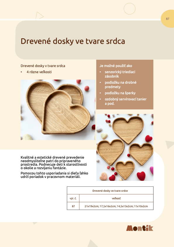 Metodika Threewood - Drevené dosky v tvare srdca