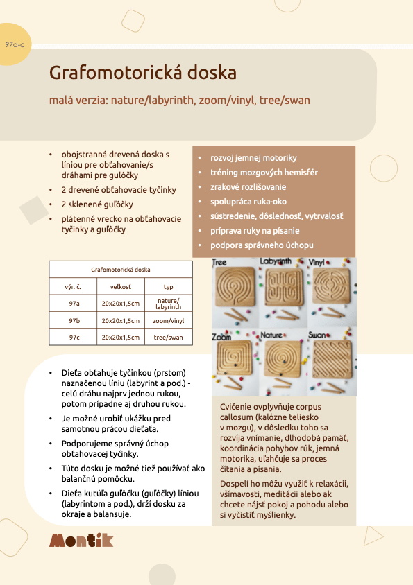 Metodika Threewood - Grafomotorická doska - malá verzia - variant nature/labyrinth