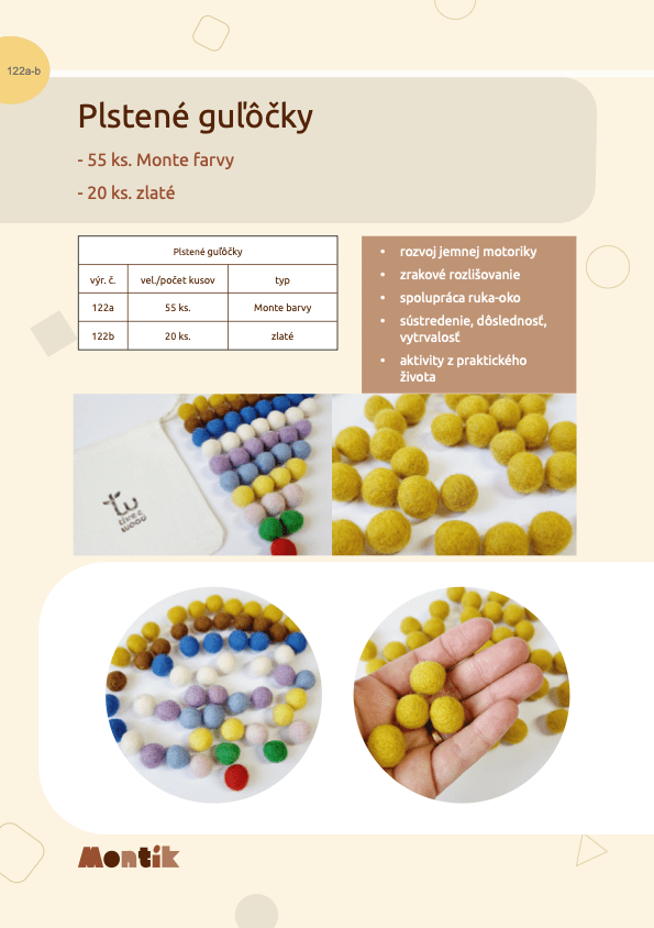 Metodika Threewood - Plstené guľôčky - 20 (zlaté)