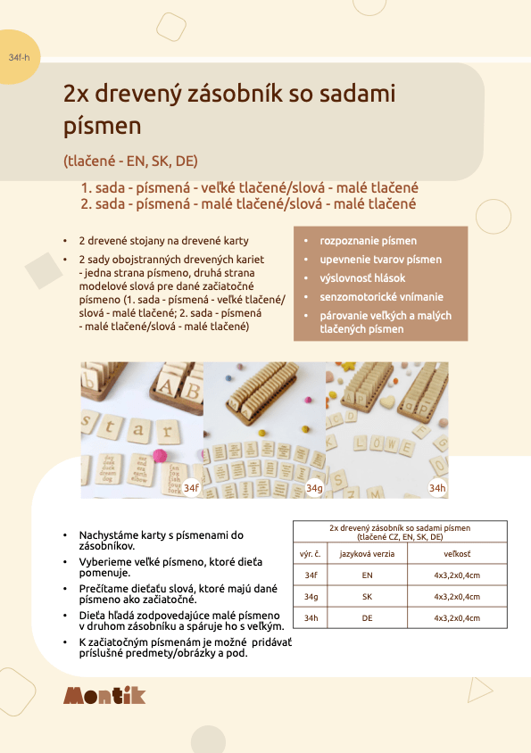 Metodika Threewood - 2x drevený podnos so sadami písmen (tlačené - SK)