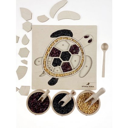 MONTESSORI ROZSYPANÉ DREVENÉ PUZZLE KORYTNAČKA 1