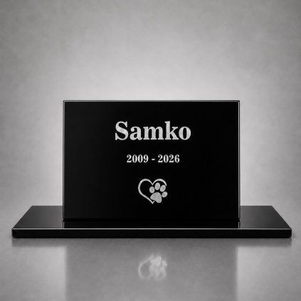 Jednoduchý pomník pre psíka zo žuly - Absolute Black  Pomníky pre psíka, psa a mačku z prírodnej žuly