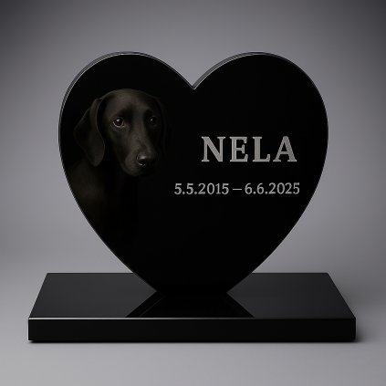 Srdcový pomník pre psíka zo žuly - Absolute Black