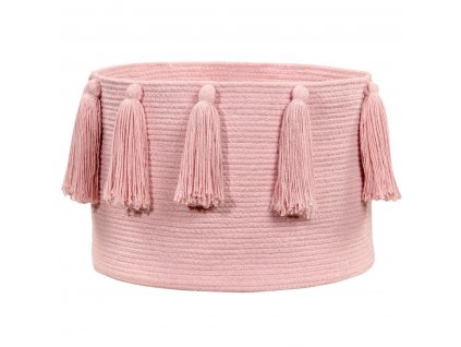 LORENA CANALS Pletený kôš Tassels Pink - kôš