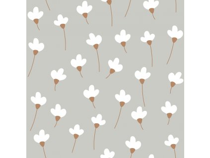 DEKORNIK Simple Daisies On Gray - Tapeta