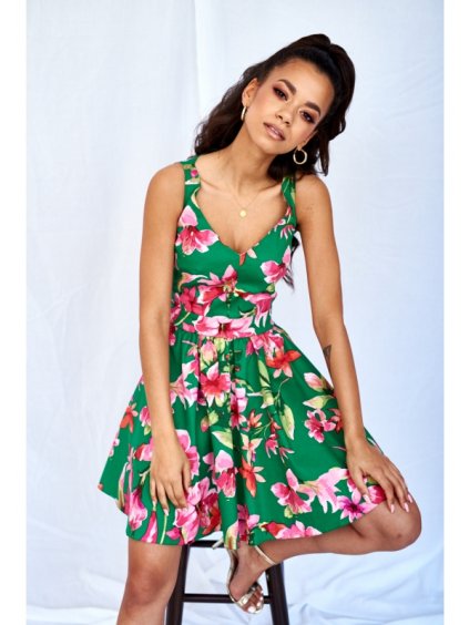 green skater dress in flowers print (3)