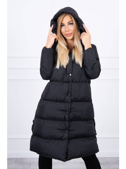 eng pl Quilted winter jacket with a hood black 20696 4
