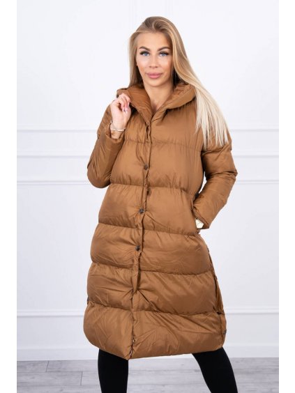 eng pl Quilted winter jacket with a hood camel 20695 1