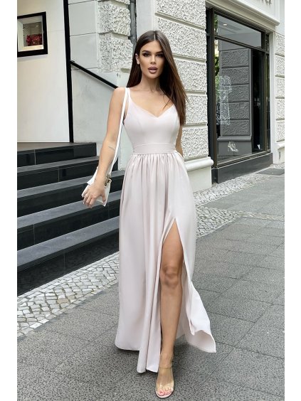 DŁUGA SUKIENKA NA RAMIĄCZKACH Z POŁYSKIEM