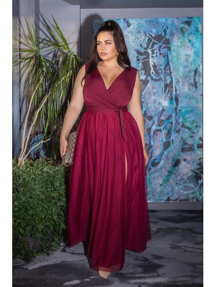 + SIZE DŁUGA SUKIENKA Z ROZCIĘCIEM NA NODZE