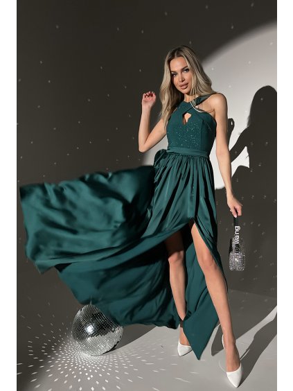 DŁUGA SUKIENKA Z DEKOLTEM NA KRZYŻ