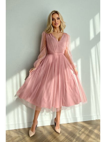 SUKIENKA MIDI Z BROKATOWĄ SIATKĄ