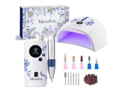 Sada bezdrátové brusky na nehty Melody Susie SM200F a bezdrátové UV LED lampy P PLUS30G 01