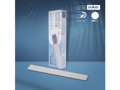 Jednorázový bílý brusný papír Staleks papmAm EXPERT 22, hrubost 100, 50 ks DFCE-22-100w_01