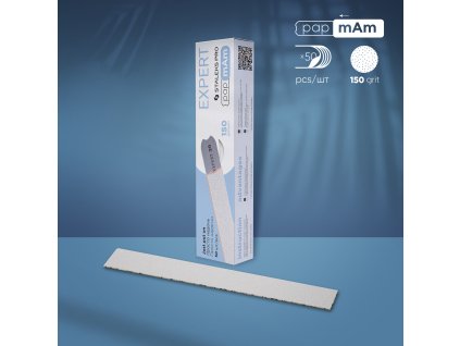 Jednorázový bílý brusný papír Staleks papmAm EXPERT 22, hrubost 150, 50 ks DFCE-22-150w_01