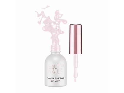 Závěrečný gel na nehty Candy Pink Top No Wipe Saute nails, 8 ml 01