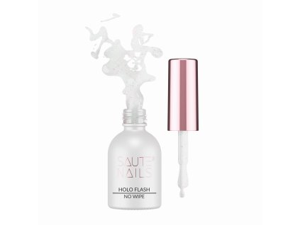 Závěrečný gel na nehty Holo Flash Top No Wipe Saute nails, 8 ml 01