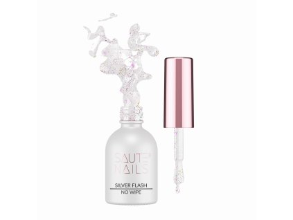 Závěrečný gel na nehty Silver Flash Top No Wipe Saute nails, 8 ml 01