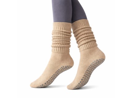 Shrnovací ponožky béžové 4