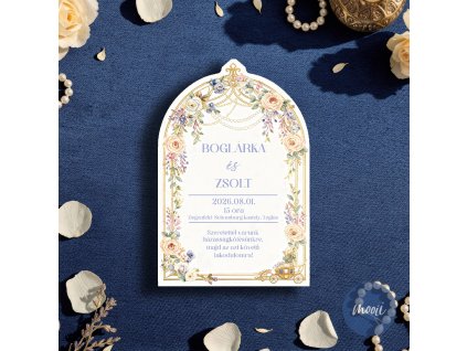 Bridgerton stílusú kontúrvágott esküvői meghívó