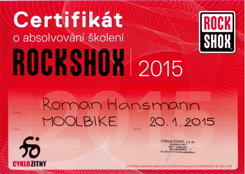 Ukázka certifikátu - RockShox centrum