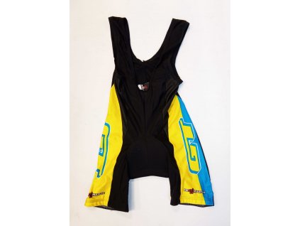 GT Bib Shorts pánské kraťasy s laclem černo-žluto-modré