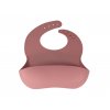 MOONBABY silikonový bryndák s kapsou růžový