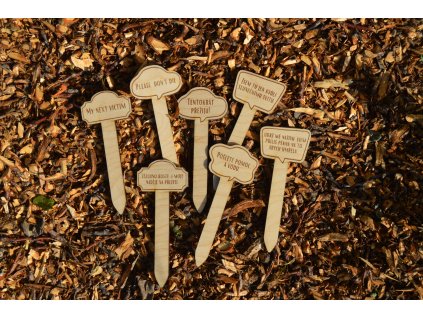 Vtipný dřevěný zápich do květináčů