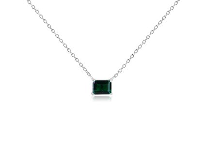 Minimalistický stříbrný náhrdelník se zeleným zirkonem