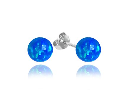 Stříbrné náušnice s tmavě modrými opálovými kuličkami 8 mm