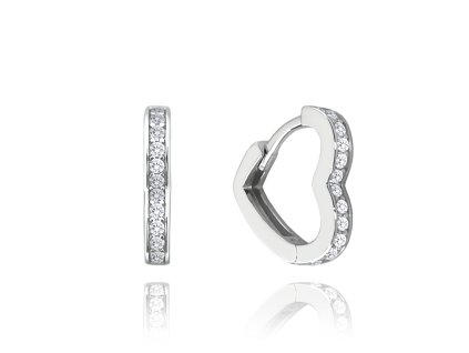 Stříbrné náušnice ve tvaru srdce se zirkony