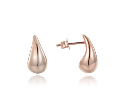 Stříbrné náušnice rose gold ve tvaru kapky s puzetovým zapínáním