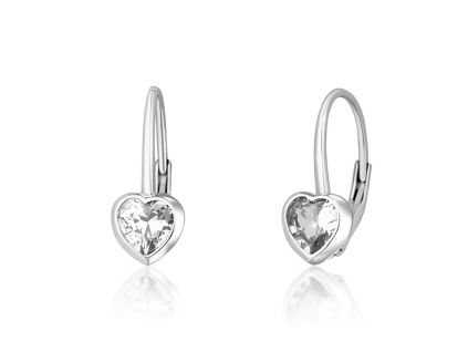 Stříbrné náušnice Crystal Heartline