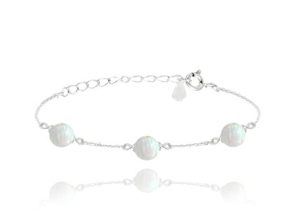 Stříbrný náramek se třemi bílými opály