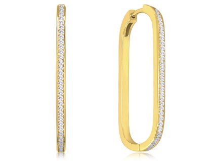 Podlouhlé náušnice se zirkony ve zlatém provedení