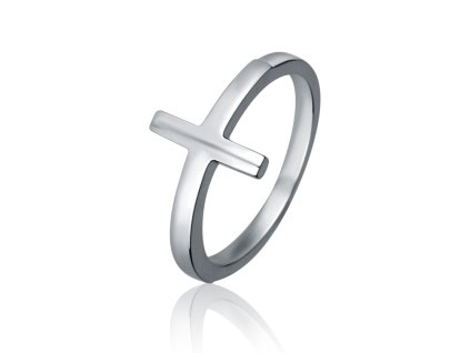Stříbrný minimalistický prsten s křížkem