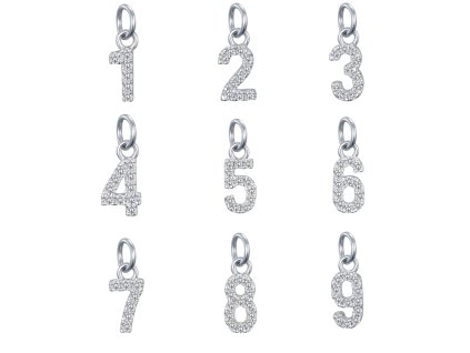 Stříbrný přívěsek s číslem a zirkony – osobní šperk