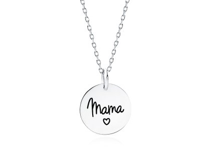 Moonlit Stříbrný náhrdelník s černým nápisem „Mama“