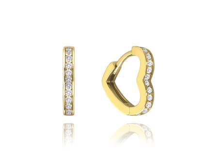 Stříbrné náušnice ve tvaru srdce se zirkony pozlacené