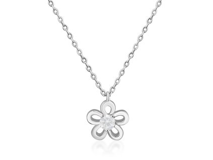 Dětský stříbrný náhrdelník kytička se zirkonem