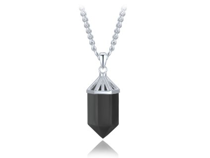 Luxusní stříbrný náhrdelník s přírodním obsidiánem