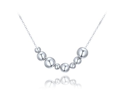 Stříbrný náhrdelník s lesklými kuličkami – hravá elegance v minimalistickém stylu