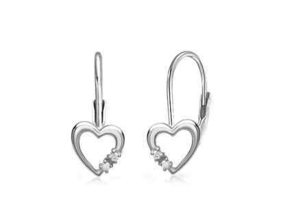 Dětské stříbrné náušnice srdíčko se zirkony