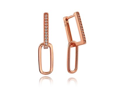 Stříbrné náušnice s dvojitým řetízkovým designem pozlacené rose gold