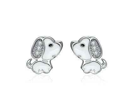 Stříbrné náušnice pejsek se zirkony
