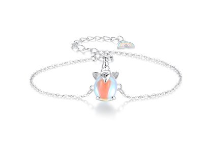 Stříbrný náramek jednorožec s měsíčním kamenem