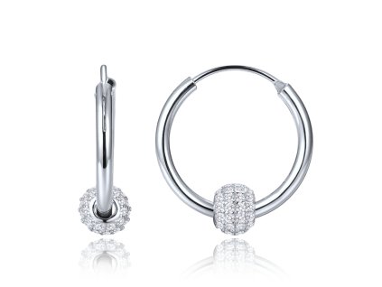 Stříbrné kruhové náušnice se zirkony – elegantní přívěsek