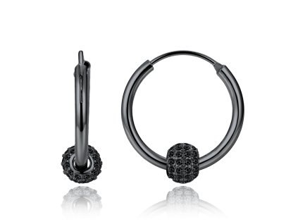 Stříbrné kruhové náušnice se zirkony černé – elegantní přívěsek