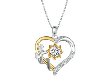 Stříbrný náhrdelník s květem a zirkonem