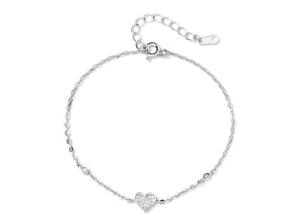 Stříbrný náramek se srdcem a zirkony